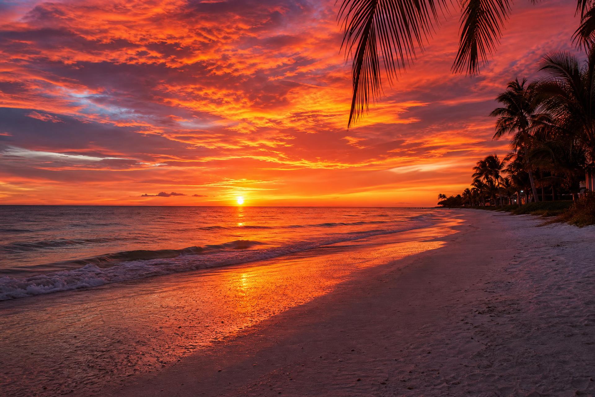 Vibrant sunset over the Gulf of Mexico on Anna Maria Island